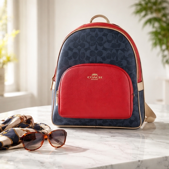 Coach Handbags - Coach Red and Blue Backpack NWT